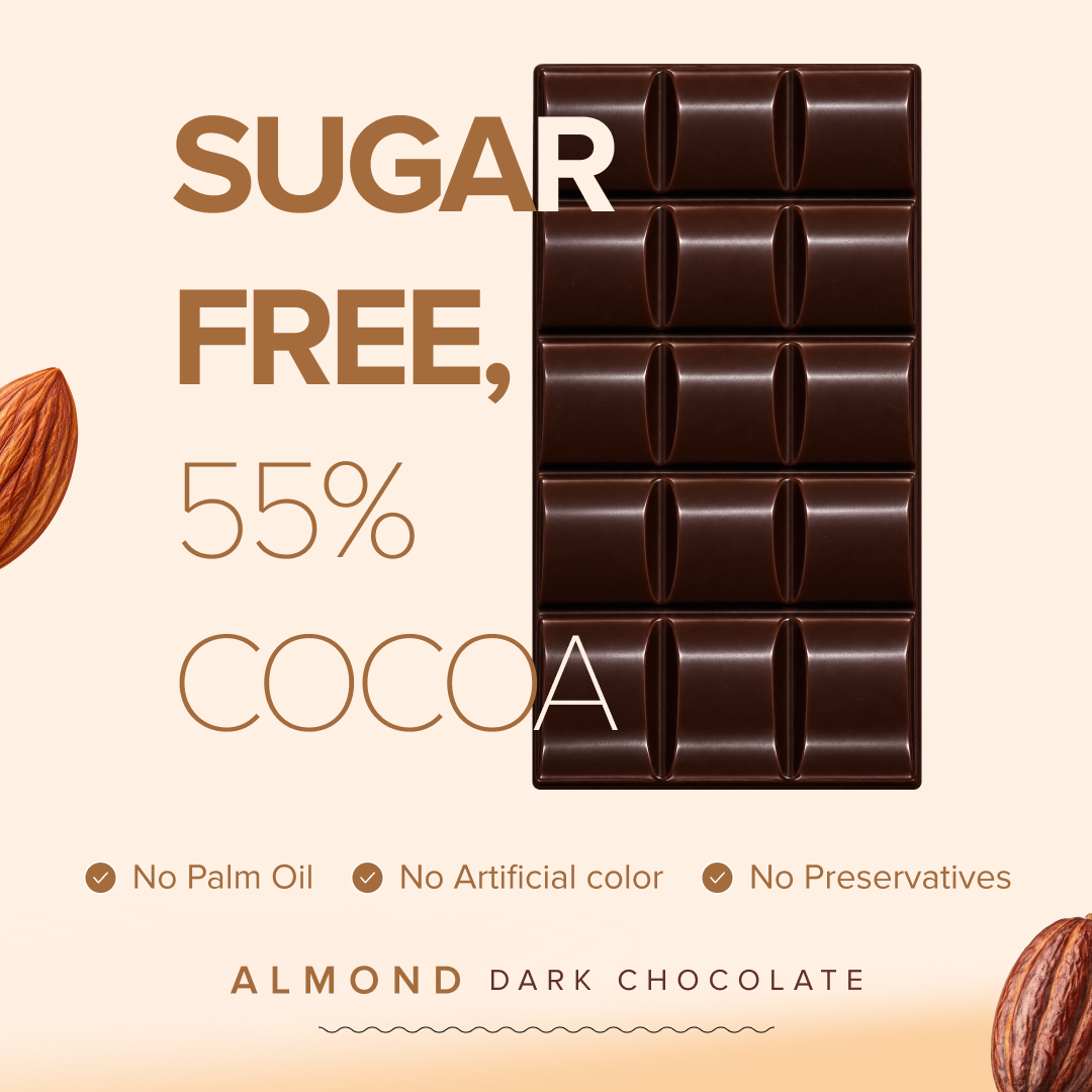 Theloffy Golden Bond Sugar Free Almond Dark Chocolate 55% Cocoa 100g