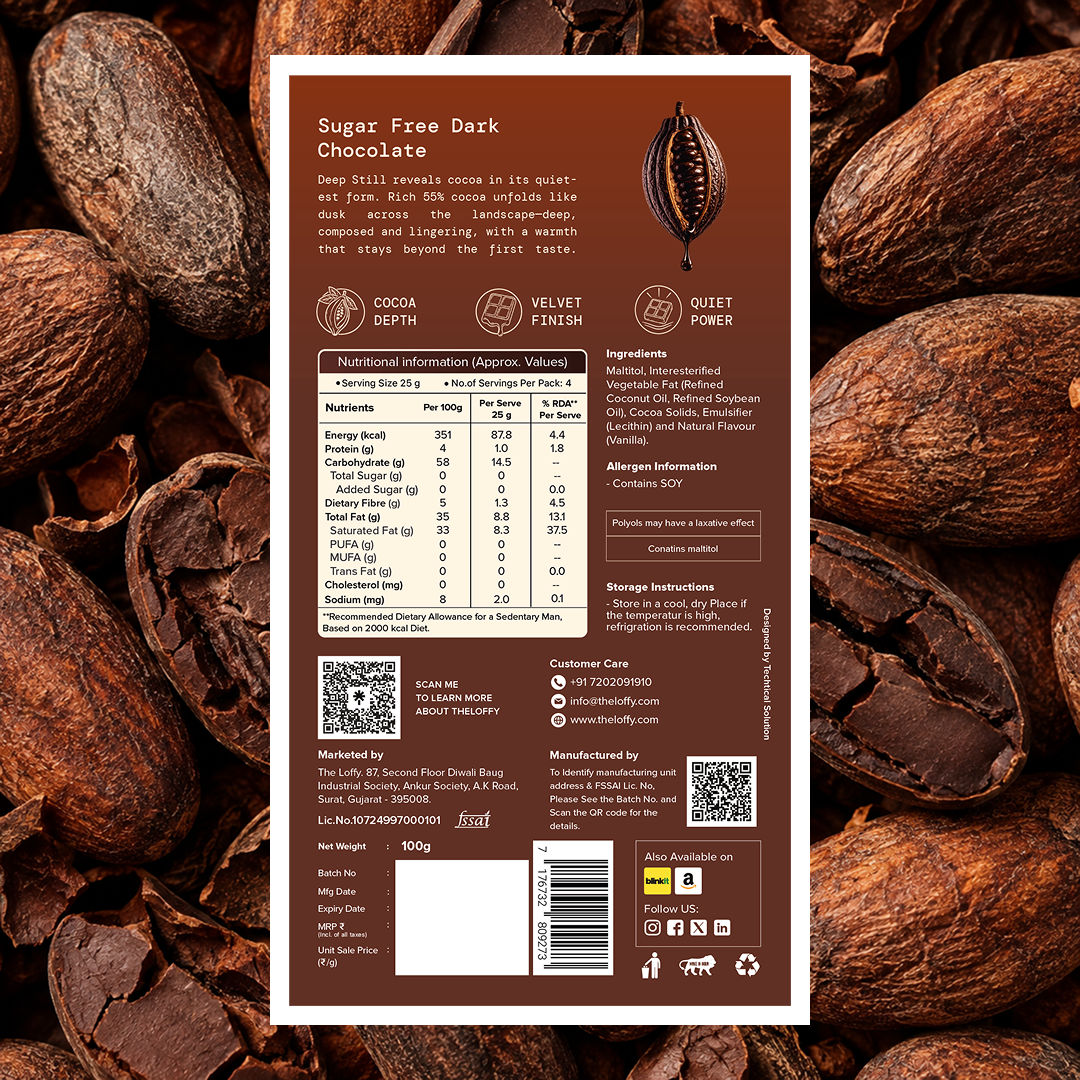 Theloffy Deep Still Dark Chocolate Nutrition and Ingredients