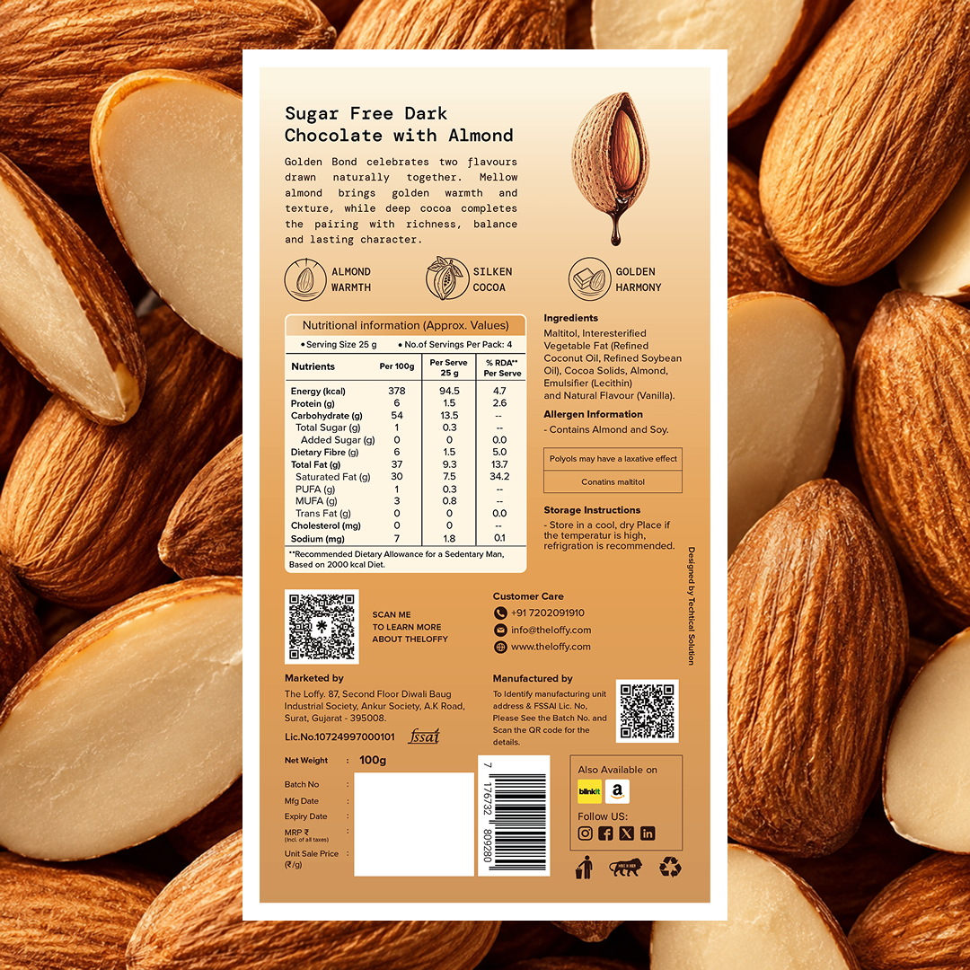 Sugar Free Almond Dark Chocolate